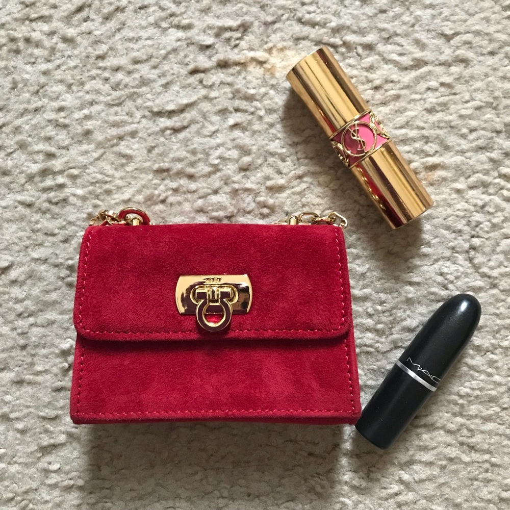 Red suede lipstick bag - Picture 5 of 5